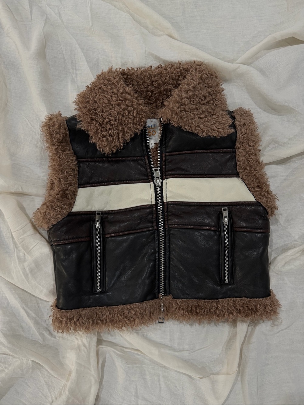 Cali 1850 Los Angeles Faux Fur Trimmed Moto Vest